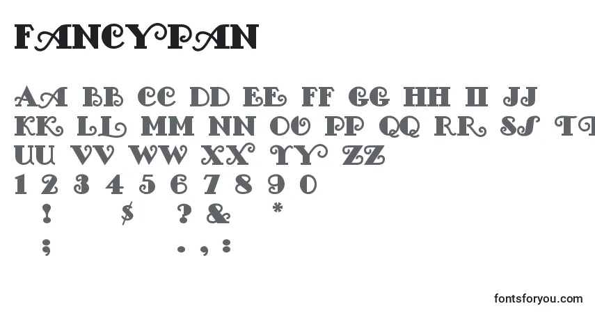 Schriftart Fancypan – Alphabet, Zahlen, spezielle Symbole