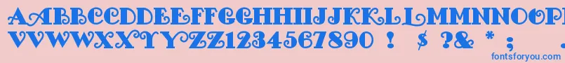 Fancypan-Schriftart – Blaue Schriften auf rosa Hintergrund