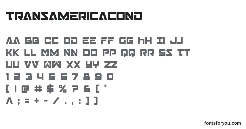 Fuente Transamericacond - alfabeto, números, caracteres especiales