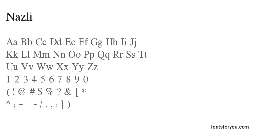Schriftart Nazli – Alphabet, Zahlen, spezielle Symbole