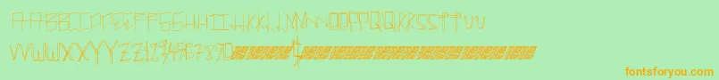 Manylines-Schriftart – Orangefarbene Schriften auf grünem Hintergrund