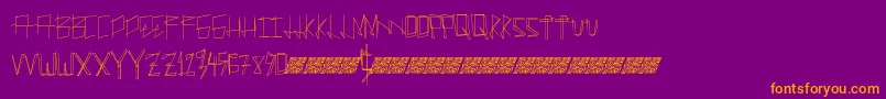 Manylines-Schriftart – Orangefarbene Schriften auf violettem Hintergrund