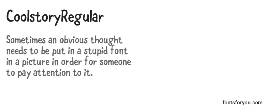 Review of the CoolstoryRegular (88346) Font