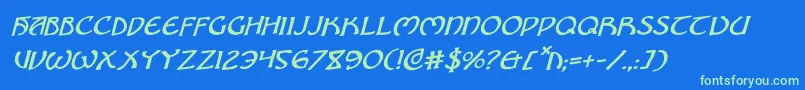 BrinAthynRotalic Font – Green Fonts on Blue Background