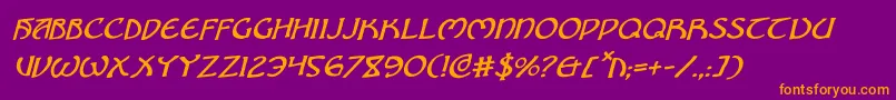 BrinAthynRotalic-Schriftart – Orangefarbene Schriften auf violettem Hintergrund