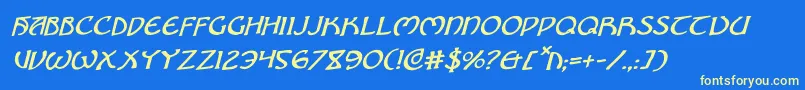 BrinAthynRotalic-fontti – keltaiset fontit sinisellä taustalla
