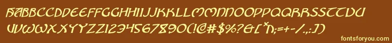 BrinAthynRotalic-Schriftart – Gelbe Schriften auf braunem Hintergrund