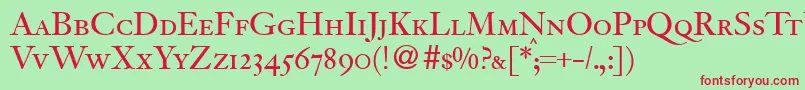 JacobitesmcRegularDb Font – Red Fonts on Green Background