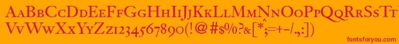 JacobitesmcRegularDb Font – Red Fonts on Orange Background
