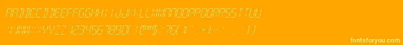 SfdigitalreadoutLightobliq-Schriftart – Gelbe Schriften auf orangefarbenem Hintergrund
