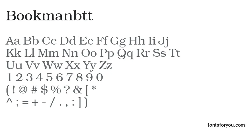 A fonte Bookmanbtt – alfabeto, números, caracteres especiais