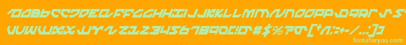 Nightrunnereci-Schriftart – Grüne Schriften auf orangefarbenem Hintergrund