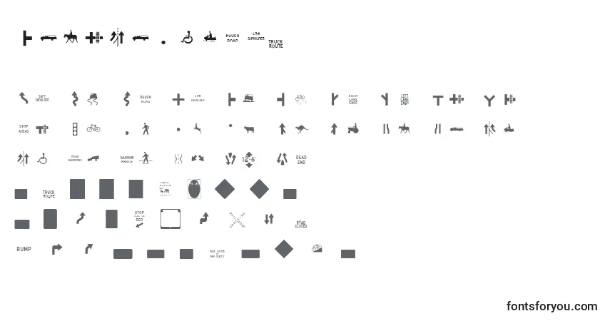 Schriftart EsriUsMutcd2 – Alphabet, Zahlen, spezielle Symbole