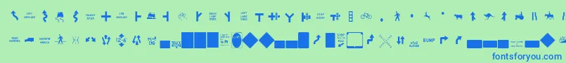 fuente EsriUsMutcd2 – Fuentes Azules Sobre Fondo Verde