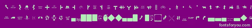 EsriUsMutcd2-Schriftart – Grüne Schriften auf violettem Hintergrund