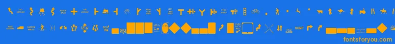 Шрифт EsriUsMutcd2 – оранжевые шрифты на синем фоне