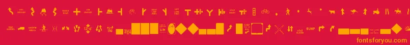 EsriUsMutcd2 Font – Orange Fonts on Red Background