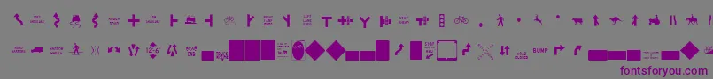 EsriUsMutcd2-fontti – violetit fontit harmaalla taustalla