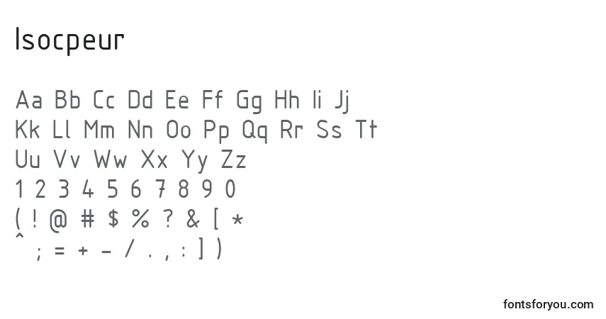 Isocpeur-fontti – aakkoset, numerot, erikoismerkit