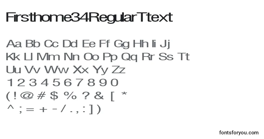 Czcionka Firsthome34RegularTtext – alfabet, cyfry, specjalne znaki