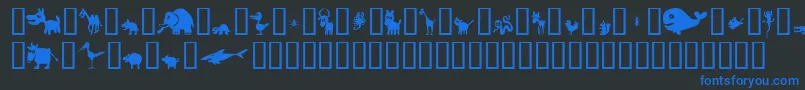 Win Pets 2 Font – Blue Fonts on Black Background