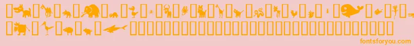 Win Pets 2-Schriftart – Orangefarbene Schriften auf rosa Hintergrund