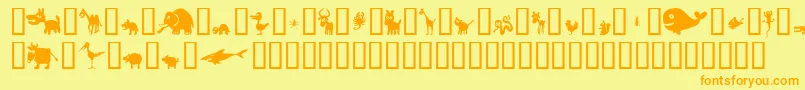 Win Pets 2 Font – Orange Fonts on Yellow Background