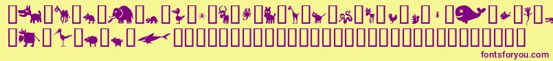Win Pets 2 Font – Purple Fonts on Yellow Background