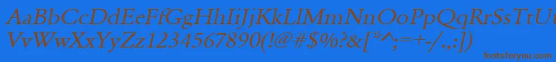 UrwgaramondtextwidOblique Font – Brown Fonts on Blue Background