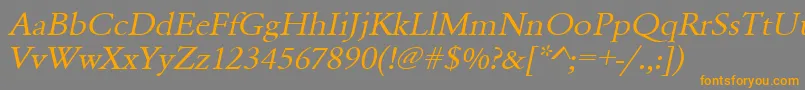UrwgaramondtextwidOblique-Schriftart – Orangefarbene Schriften auf grauem Hintergrund