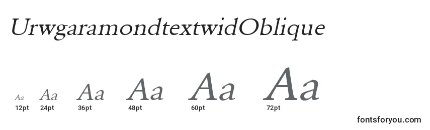 Размеры шрифта UrwgaramondtextwidOblique