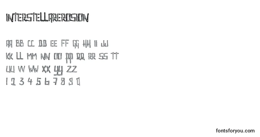 Шрифт Interstellarerosion – алфавит, цифры, специальные символы