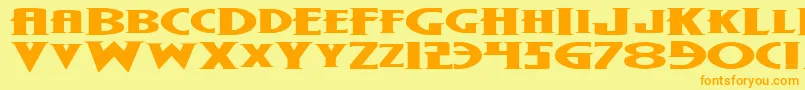 フォントWolf4be – オレンジの文字が黄色の背景にあります。