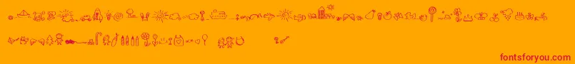 SleepOnTheMoon-Schriftart – Rote Schriften auf orangefarbenem Hintergrund