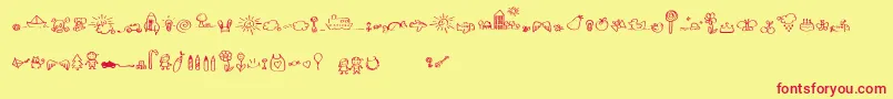 SleepOnTheMoon-Schriftart – Rote Schriften auf gelbem Hintergrund