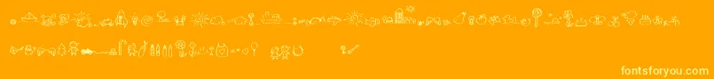 SleepOnTheMoon-Schriftart – Gelbe Schriften auf orangefarbenem Hintergrund