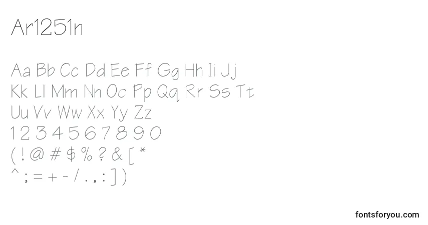 Schriftart Ar1251n – Alphabet, Zahlen, spezielle Symbole