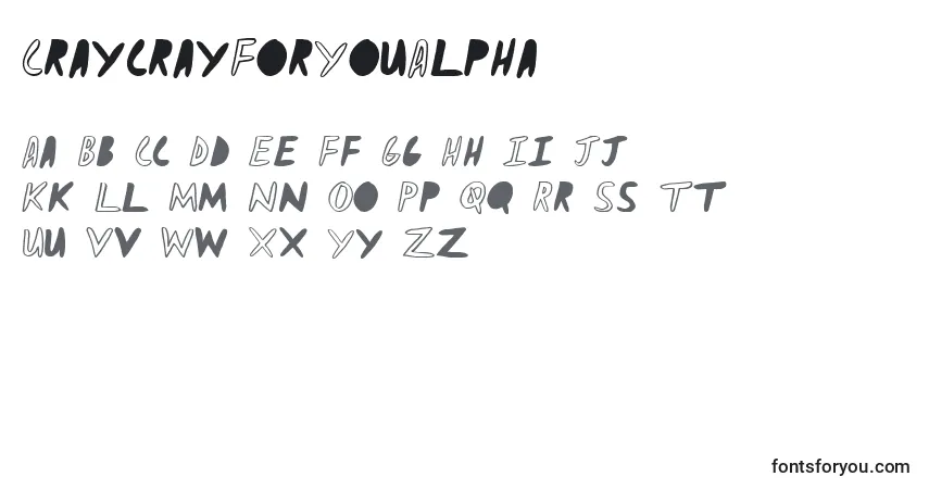 Czcionka CraycrayForYouAlpha – alfabet, cyfry, specjalne znaki