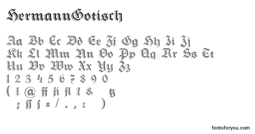 A fonte HermannGotisch – alfabeto, números, caracteres especiais