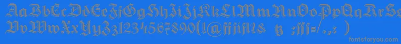 HermannGotisch-Schriftart – Graue Schriften auf blauem Hintergrund