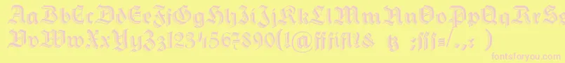 HermannGotisch-Schriftart – Rosa Schriften auf gelbem Hintergrund