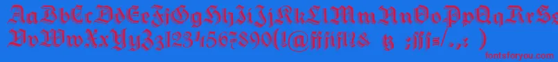 HermannGotisch-fontti – punaiset fontit sinisellä taustalla