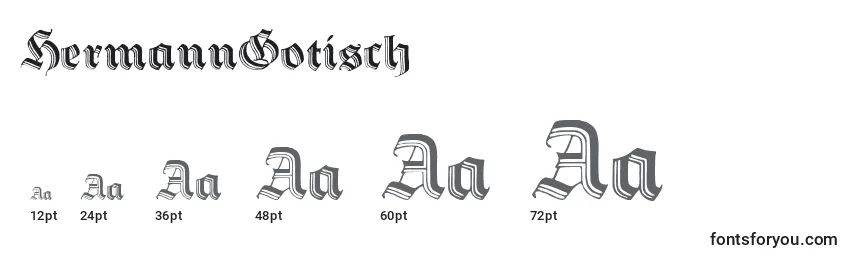 Размеры шрифта HermannGotisch