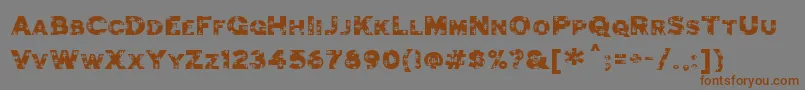JigsawTrouserdrop-Schriftart – Braune Schriften auf grauem Hintergrund