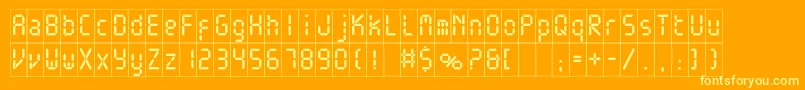 Electronicawhitec-fontti – keltaiset fontit oranssilla taustalla