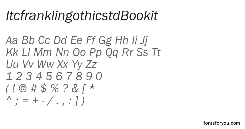 A fonte ItcfranklingothicstdBookit – alfabeto, números, caracteres especiais