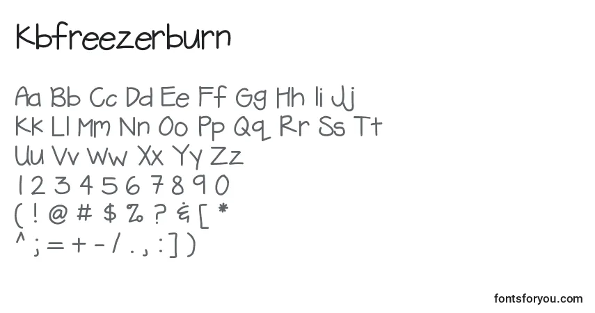 Kbfreezerburn-fontti – aakkoset, numerot, erikoismerkit