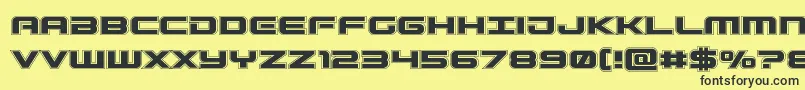 Gunshipacad-fontti – mustat fontit keltaisella taustalla