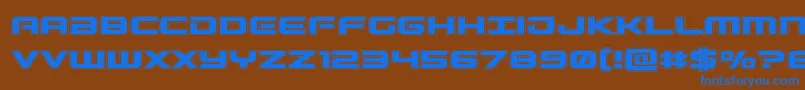 Czcionka Gunshipacad – niebieskie czcionki na brązowym tle