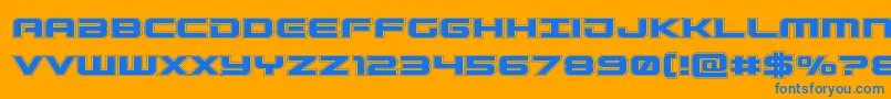 Czcionka Gunshipacad – niebieskie czcionki na pomarańczowym tle